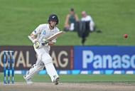HAMILTON, NEW ZEALAND - MARCH 28:  Mitchell Santner of New Zealand bats during day four of the Test match between New Zealand and South Africa at Seddon Park on March 28, 2017 in Hamilton, New Zealand.  (Photo by Dave Rowland/Getty Images)
